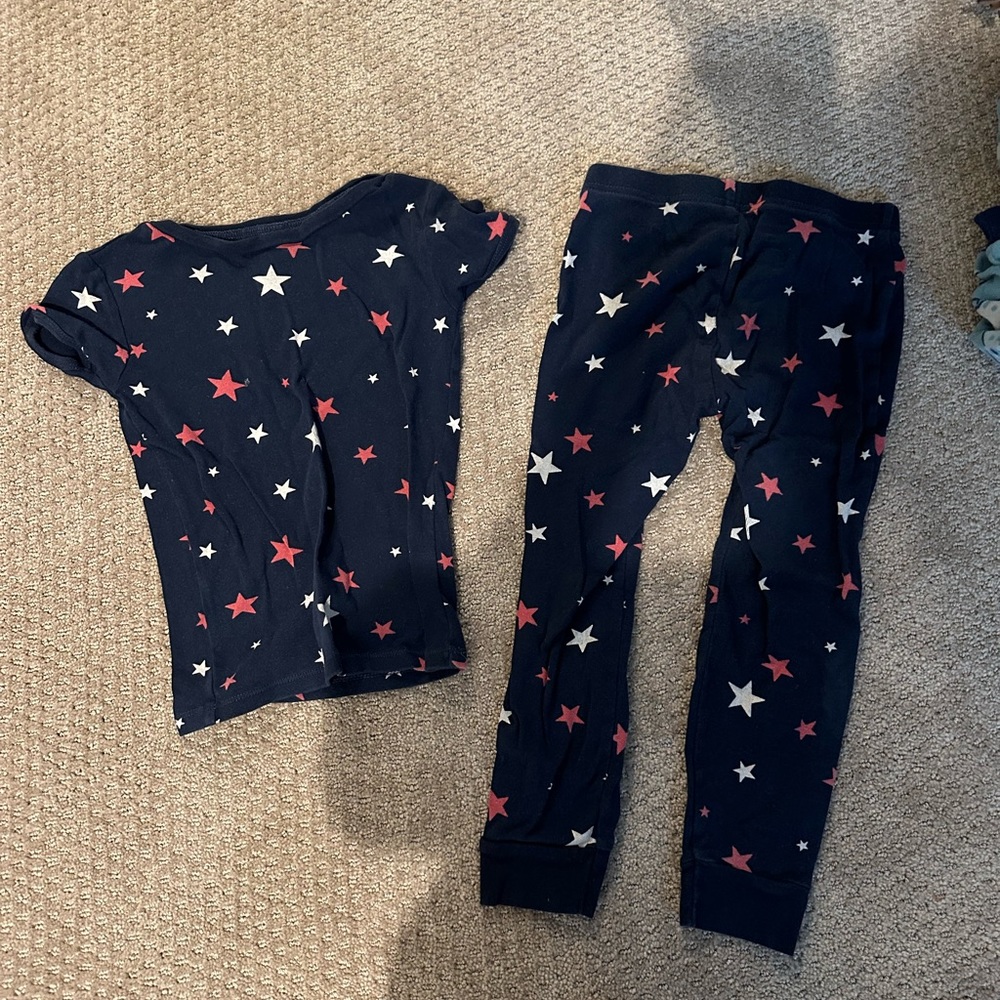 Red White Blue stars pajama set summer kids 12
